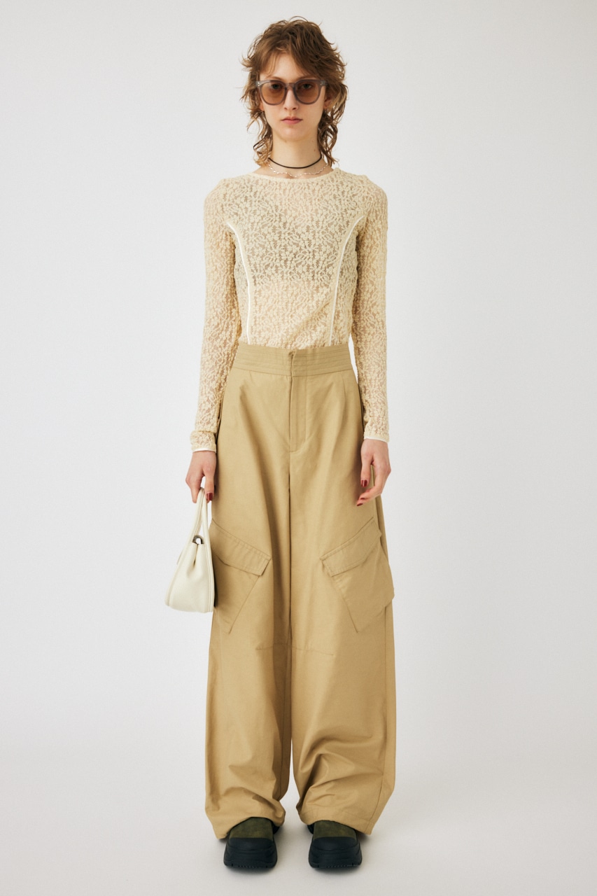 MOUSSY | BACK OPEN LACE CUT トップス (Tシャツ・カットソー(長袖 