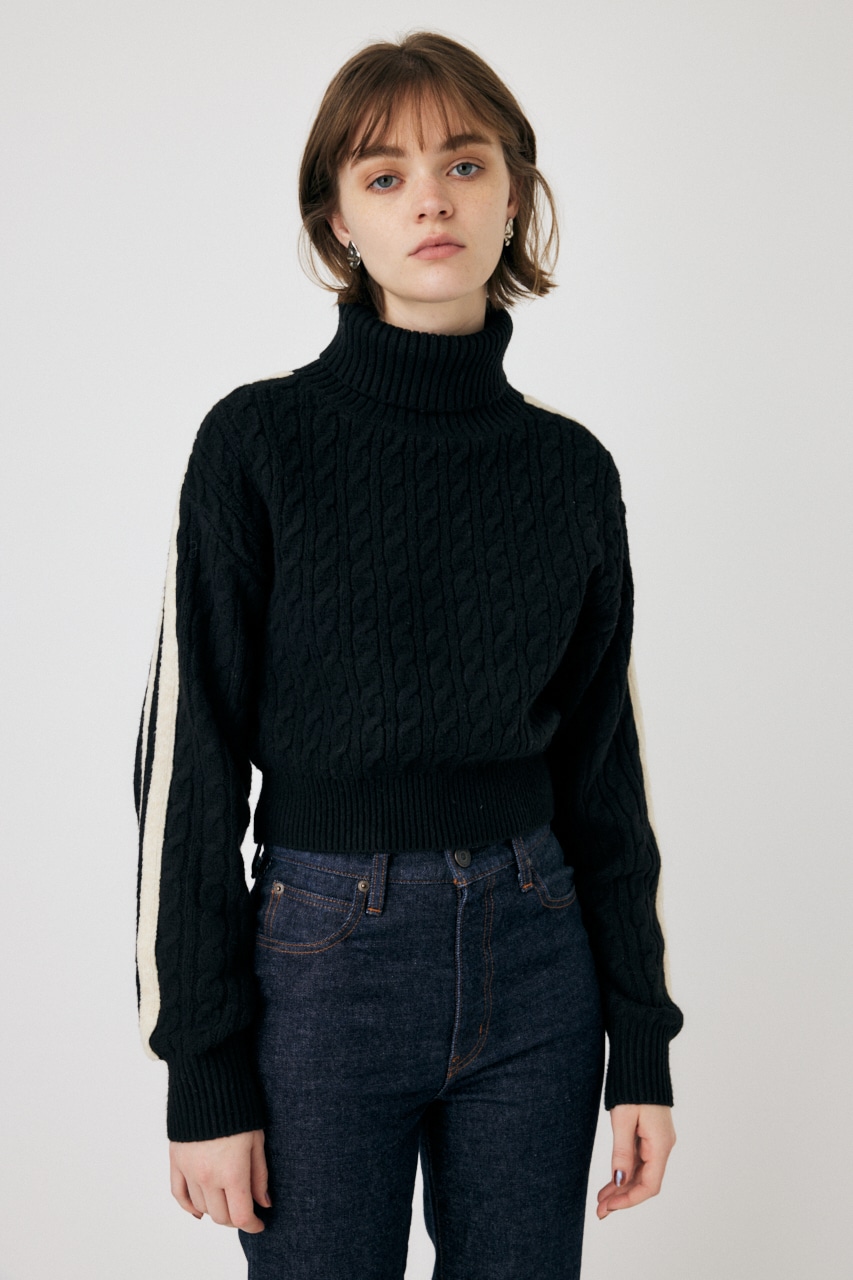 MOUSSY | LINE SLEEVE CABLE KNIT トップス (ニット ) |SHEL