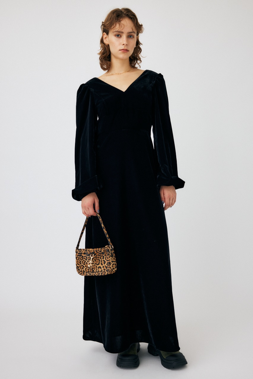 MOUSSY | FLORAL PRINT VELOUR ドレス (ワンピース(ロング） ) |SHEL