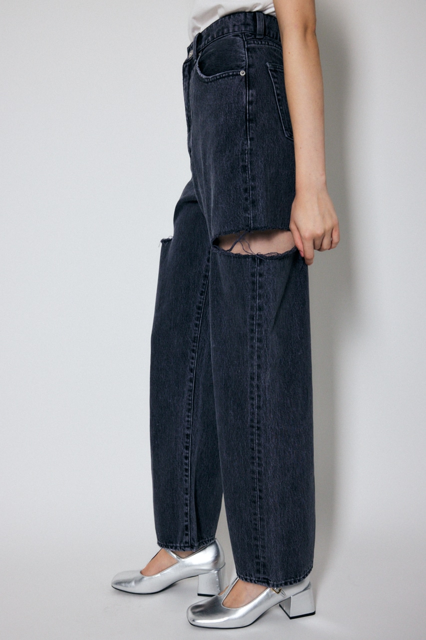 MOUSSY | THIGH SLIT BLK LOOSE STRAIGHT (ワイド ) |SHEL'TTER WEBSTORE