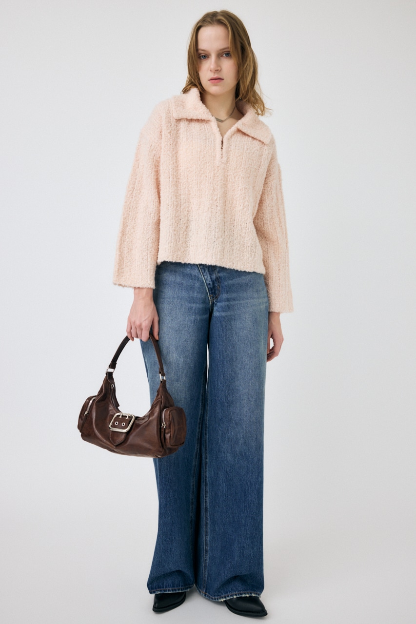 OPEN COLLAR ニット L/PNK FREE