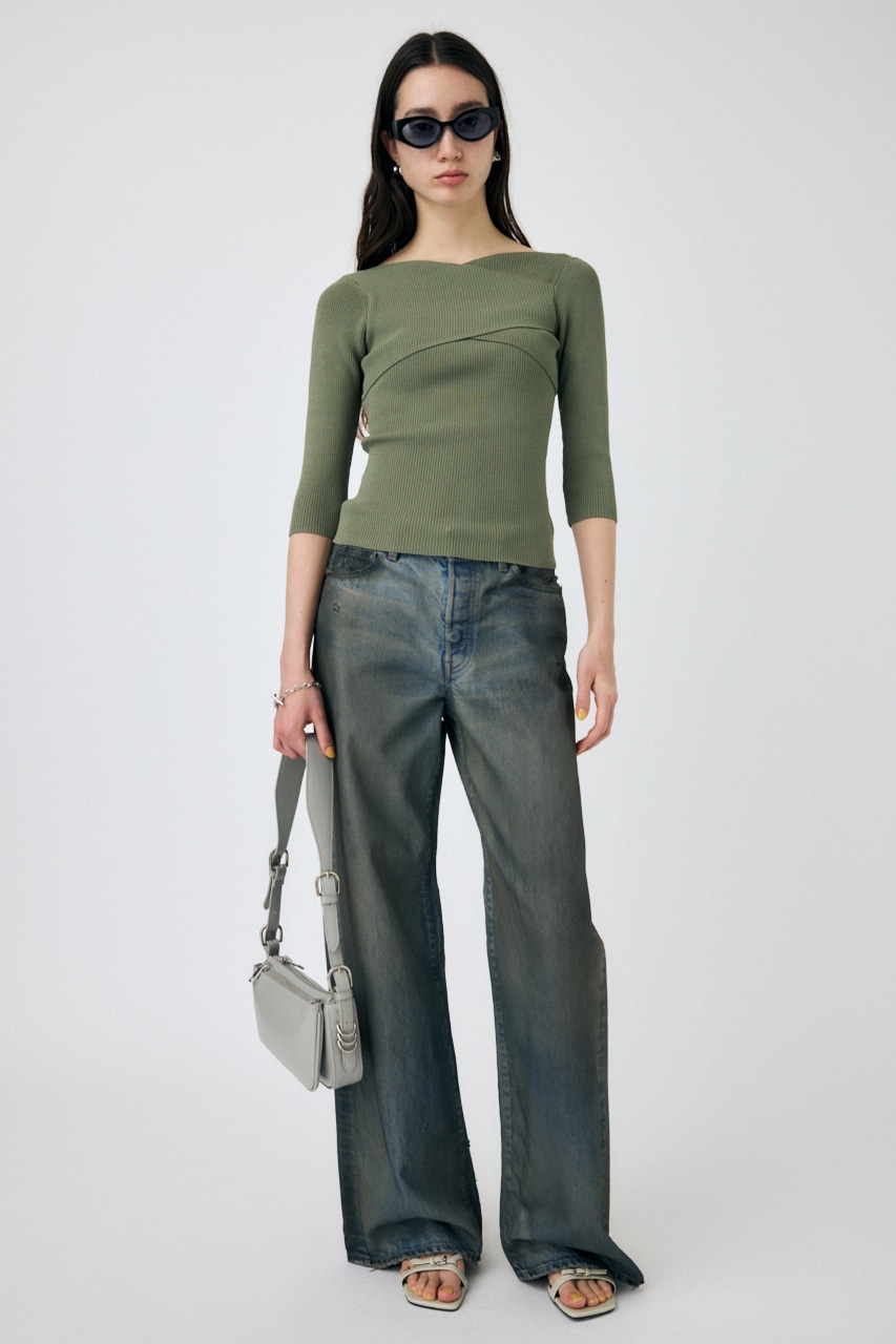 CROSS OFF SHOULDER ニットトップス L/KHA FREE