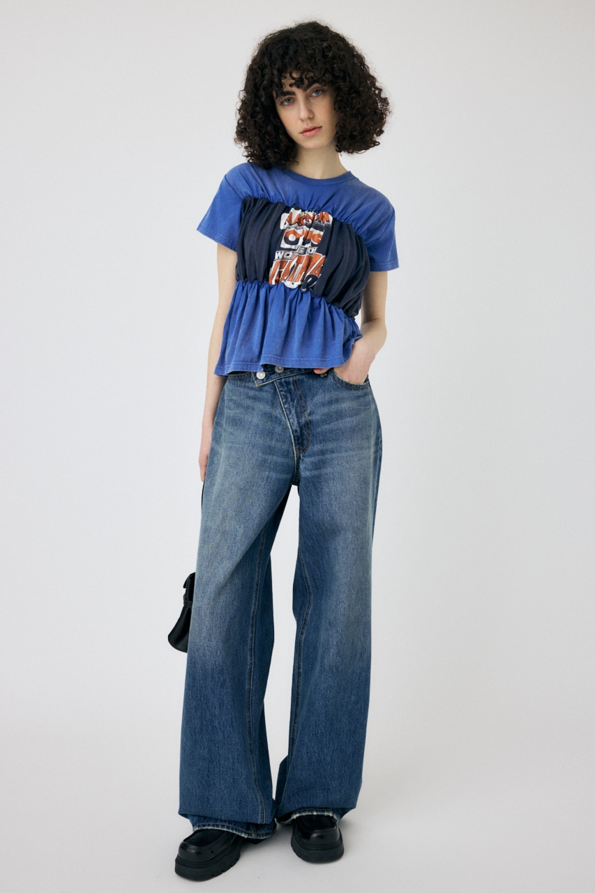 SHIRRING DOCKING Tシャツ BLU FREE