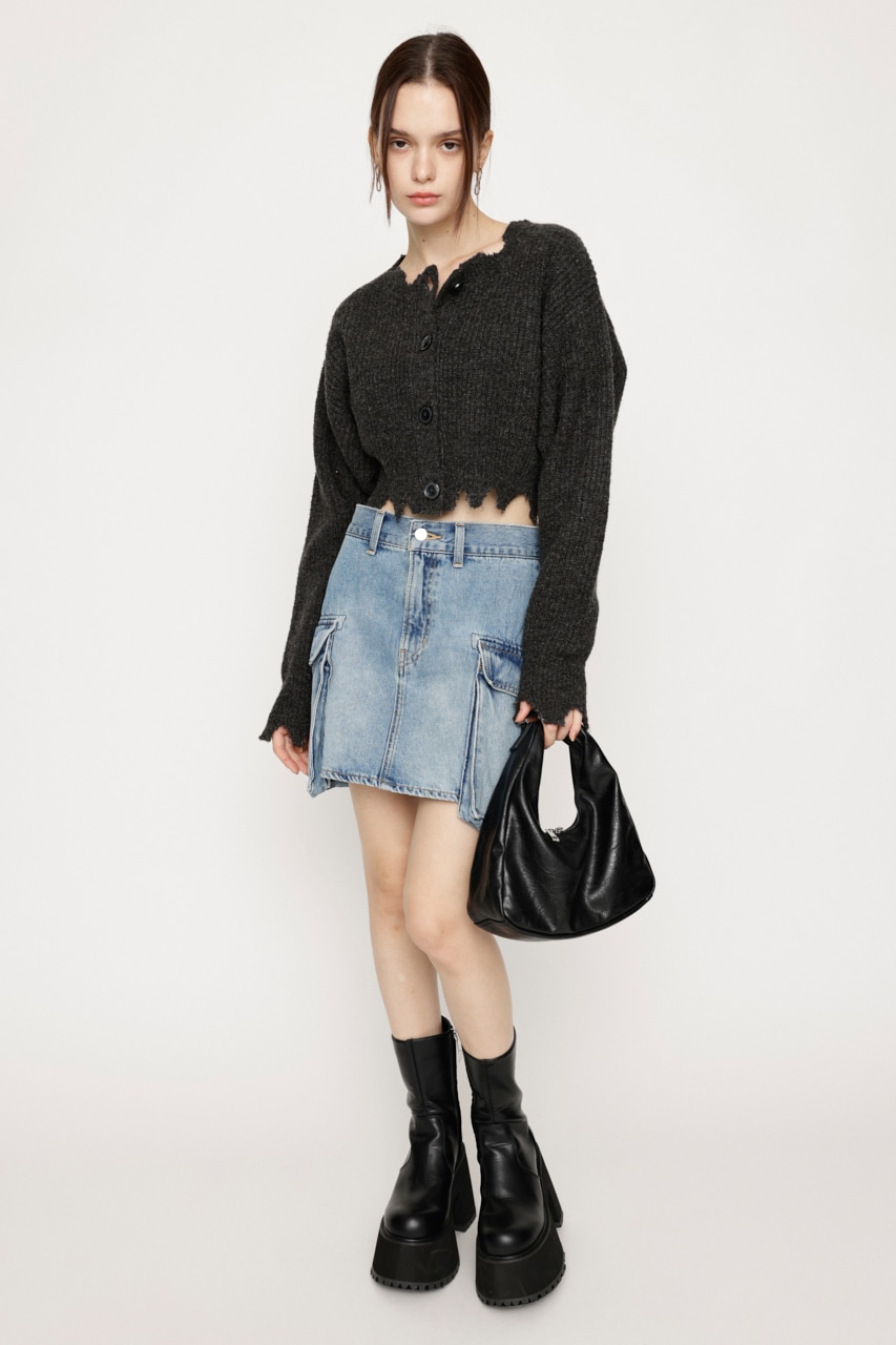 SLY | WOOL MIX DAMAGED CROP カーディガン (カーディガン ) |SHEL