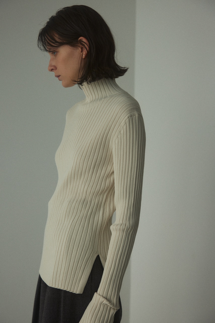 rib turtle neck tops