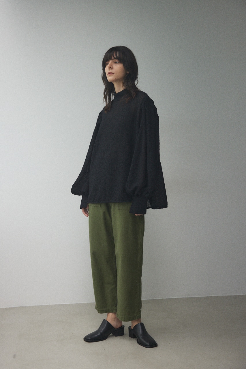 volume sleeve blouse BLK FREE