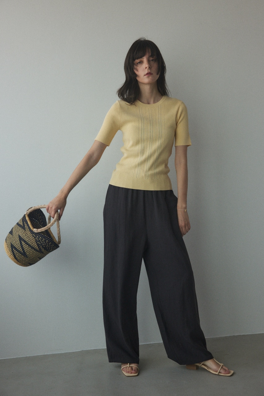 washable eyelet knitting tops L/YEL FREE