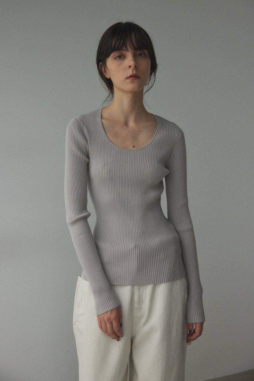 washable round neck tops L/GRY FREE