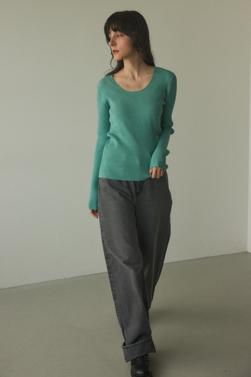 washable round neck tops L/GRN FREE