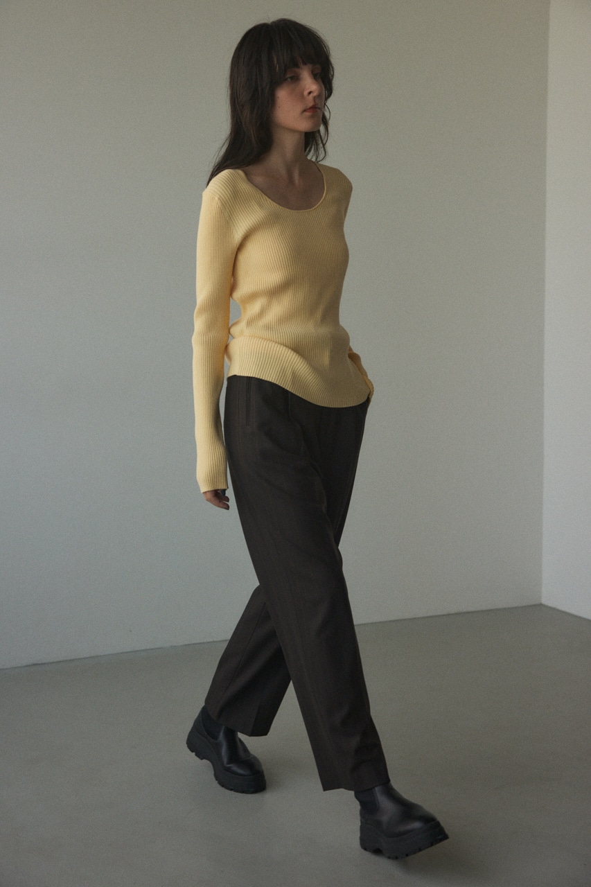 washable round neck tops L/YEL FREE