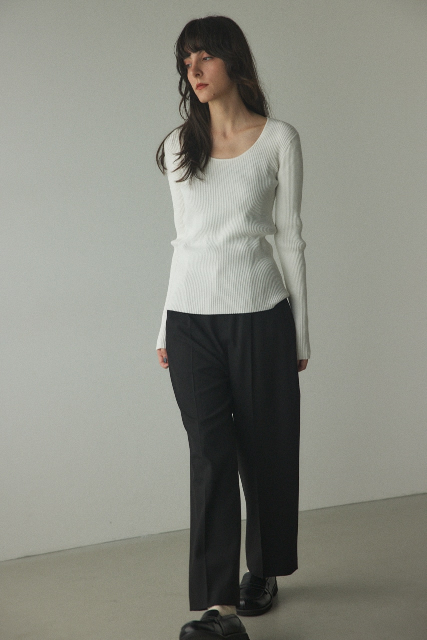 washable round neck tops O/WHT FREE