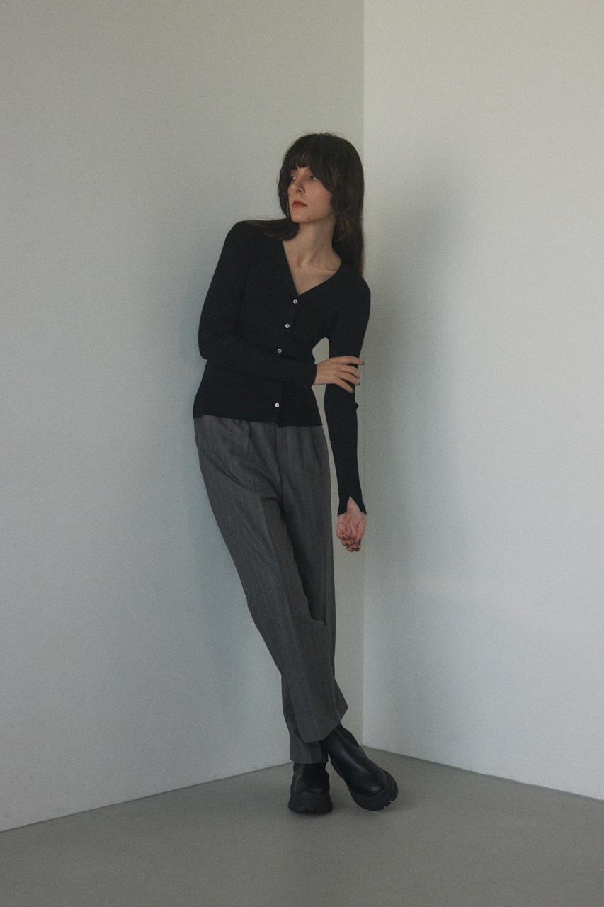 washable rib cardigan BLK FREE