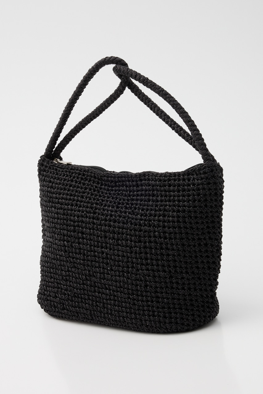 【SHEL'TTER SELECT】2wayハンドルメタリックコード編みバッグ BLK FREE