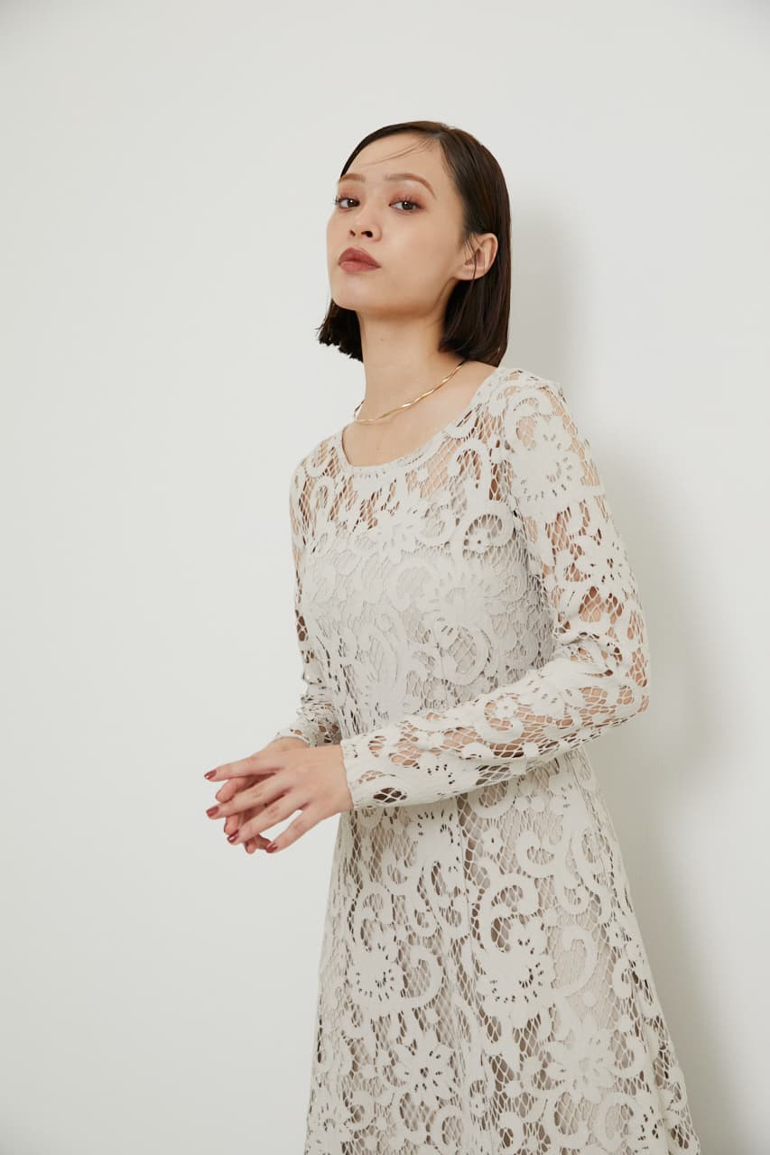 rienda | スカラップレースフレアロングOP (ワンピース(ミニ  