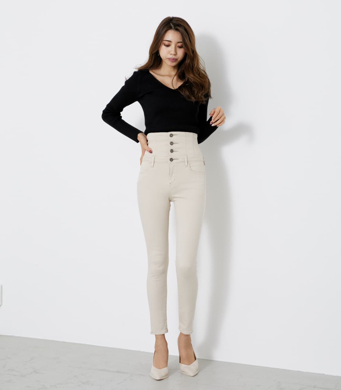 rienda | エコレザーポケットH／W DENIMスキニーPT (スキニー ) |SHEL  