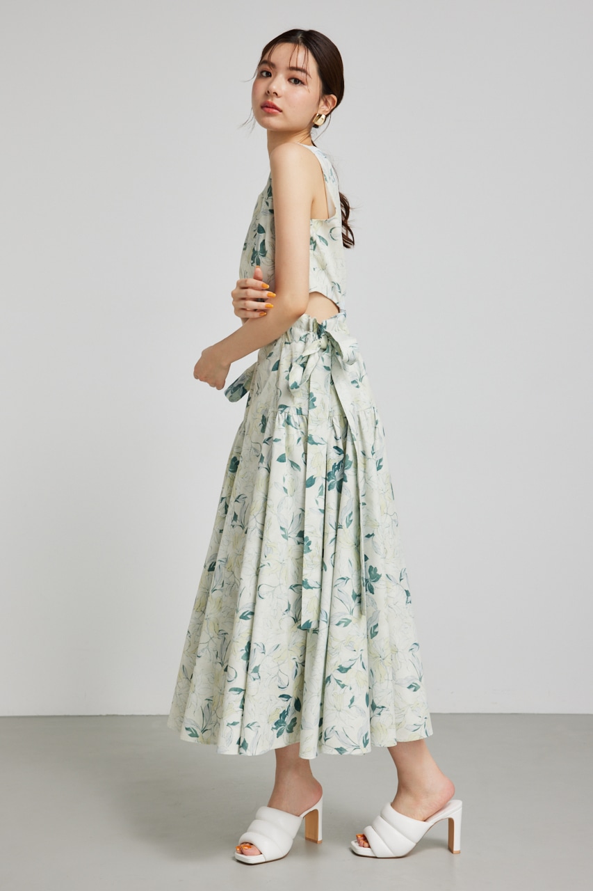 rienda | サイドリボンドロンストフレアワンピース (ワンピース