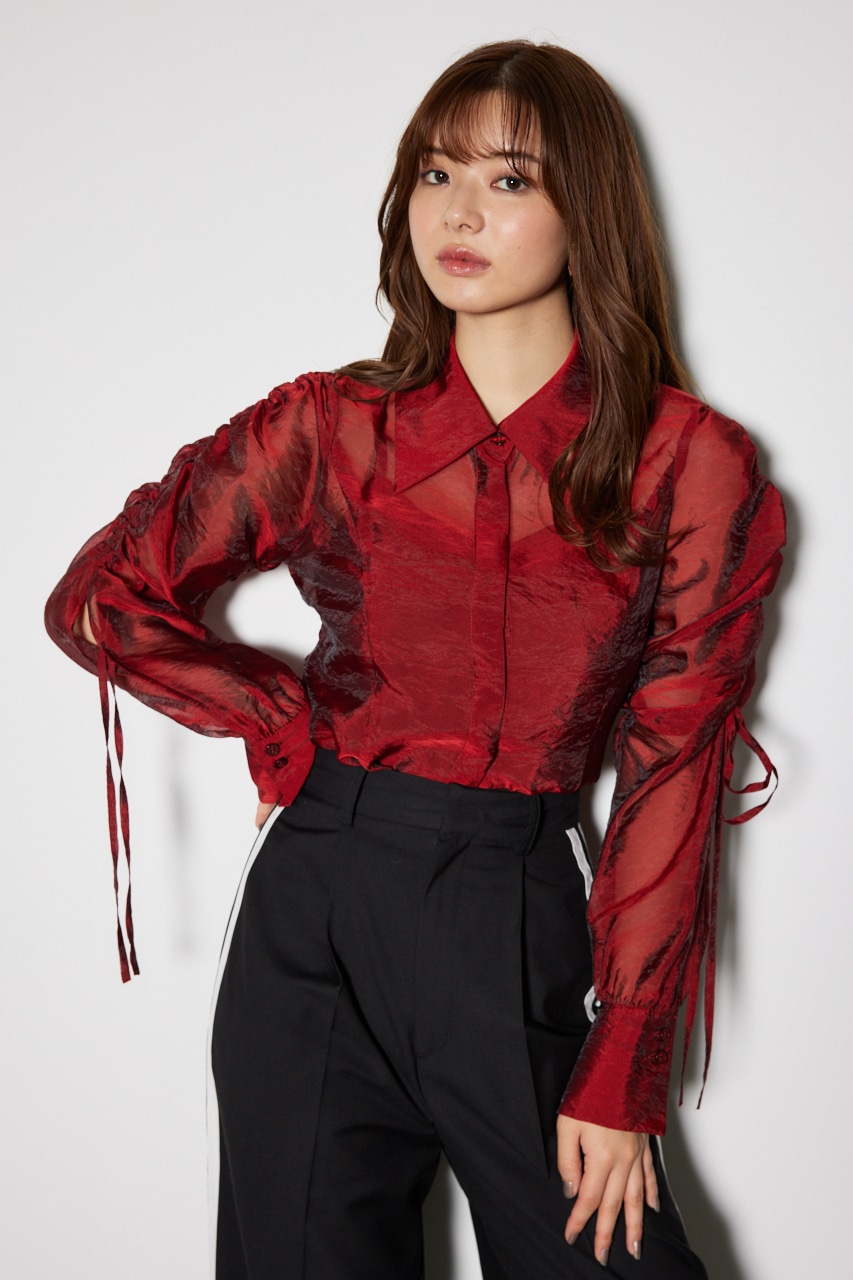 rienda | ショルダードロストリボンブラウス (シャツ・ブラウス