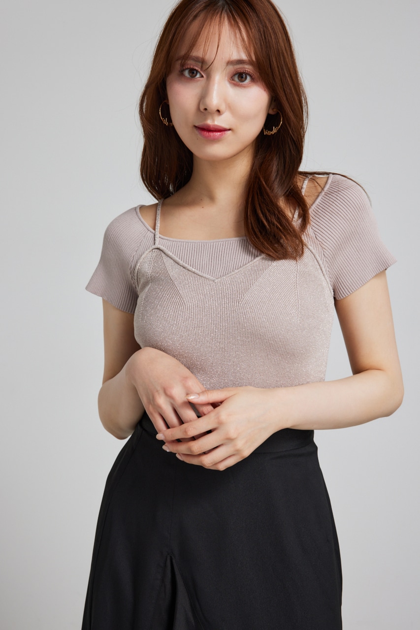 ユキ★ESSENTIAL レイヤードデザインリブトップス ブラック チョーカーデザインリブトップス【メール便可／25】 | titivate