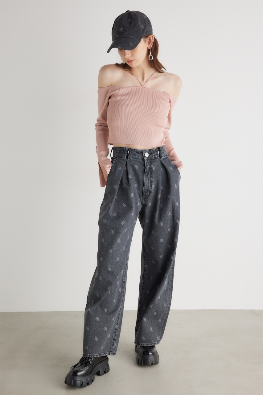 モノグラムロゴJ/WタックDENIM PT BLK XS