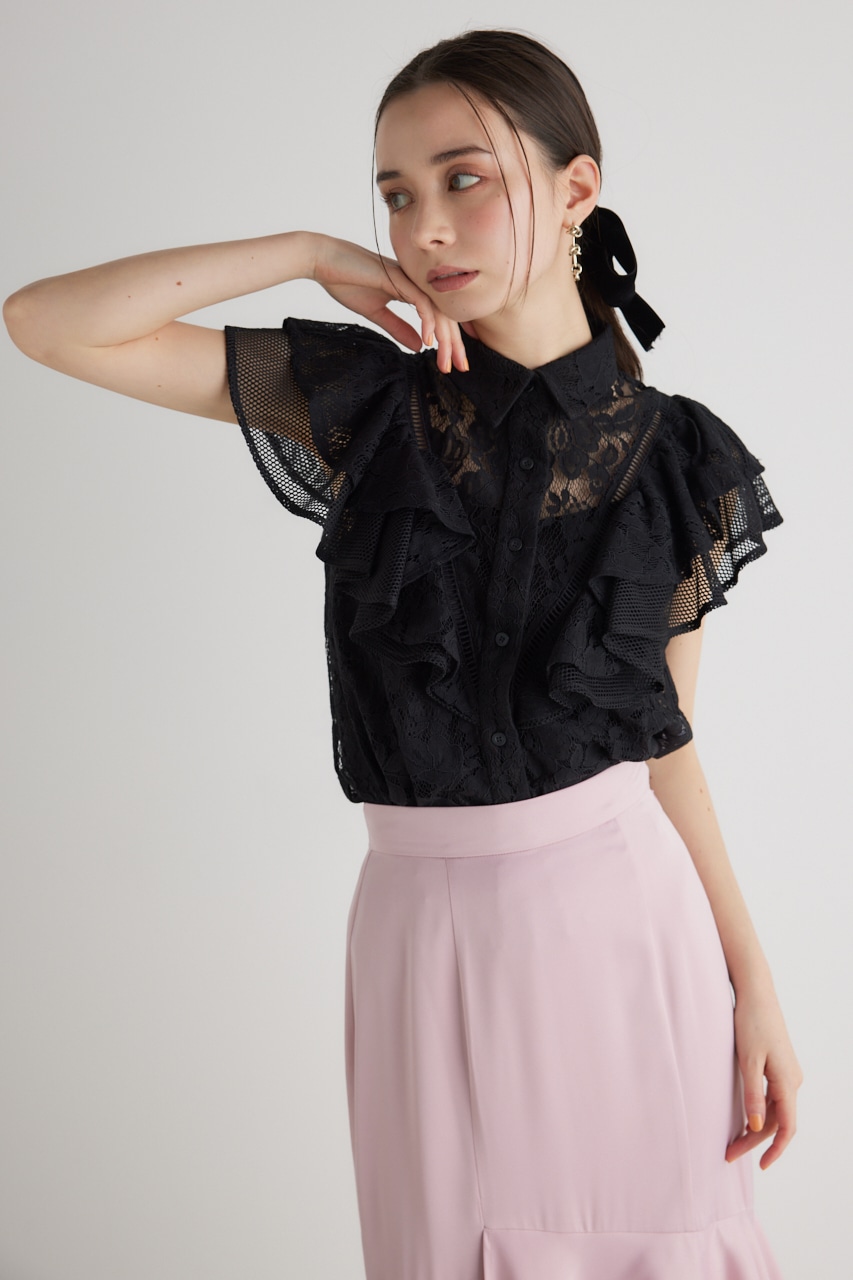 rienda | メッシュレースコンビフリルBLS (シャツ・ブラウス ) |SHEL 