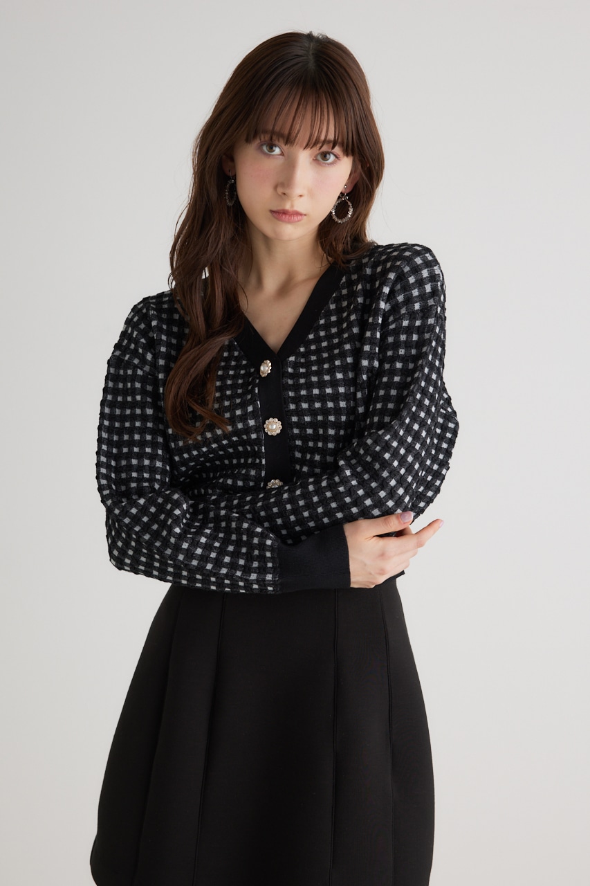 バンピーチェックKnitCD TOP BLK FREE