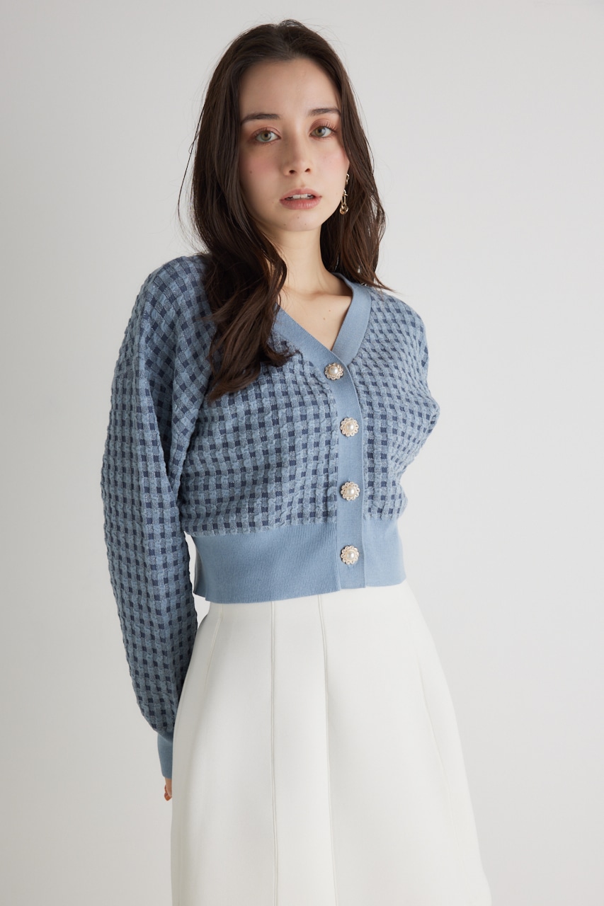 バンピーチェックKnitCD TOP BLU FREE