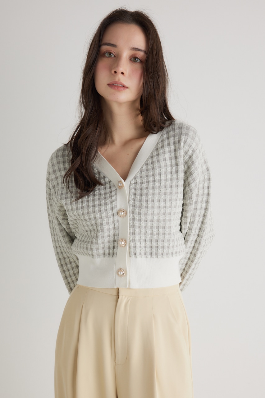 バンピーチェックKnitCD TOP GRY FREE