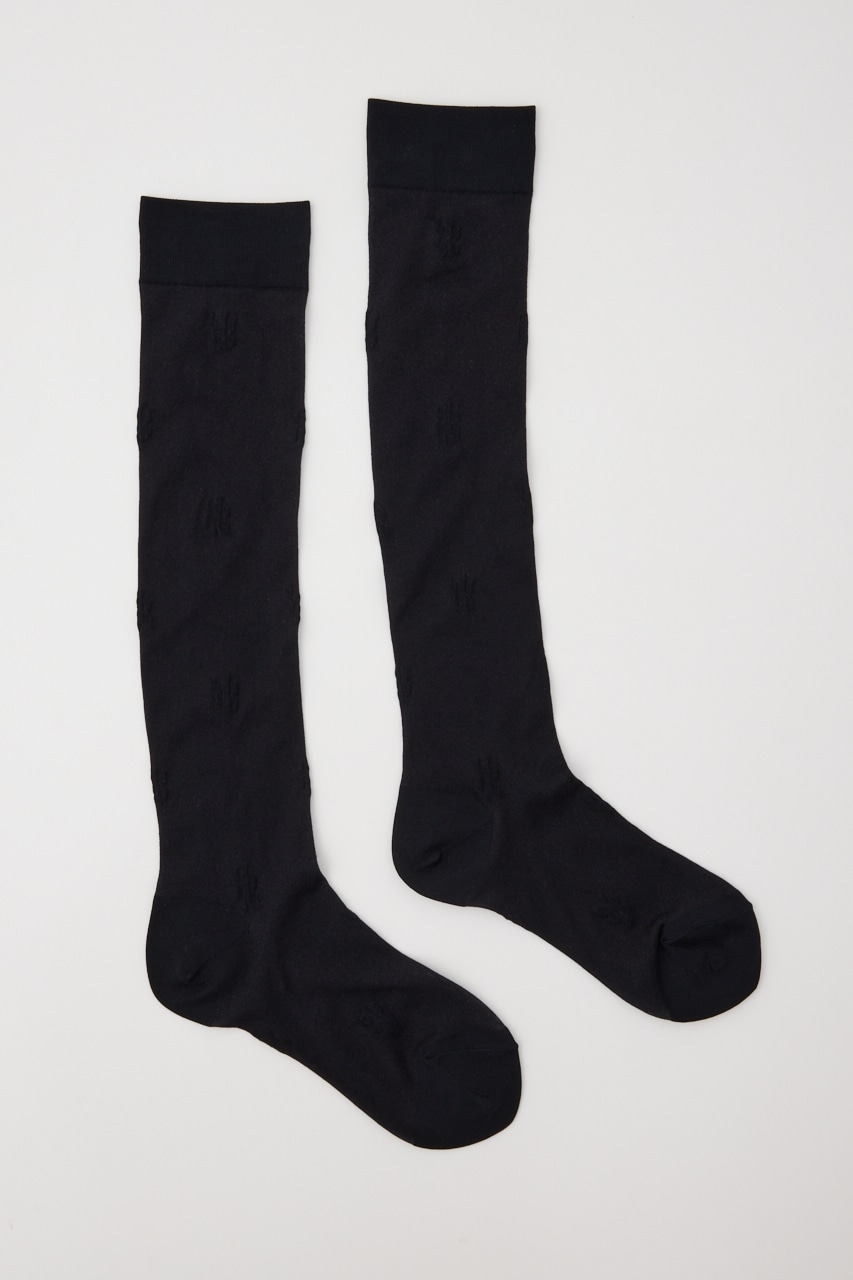 ロゴポイント刺繍シアーソックス BLK FREE