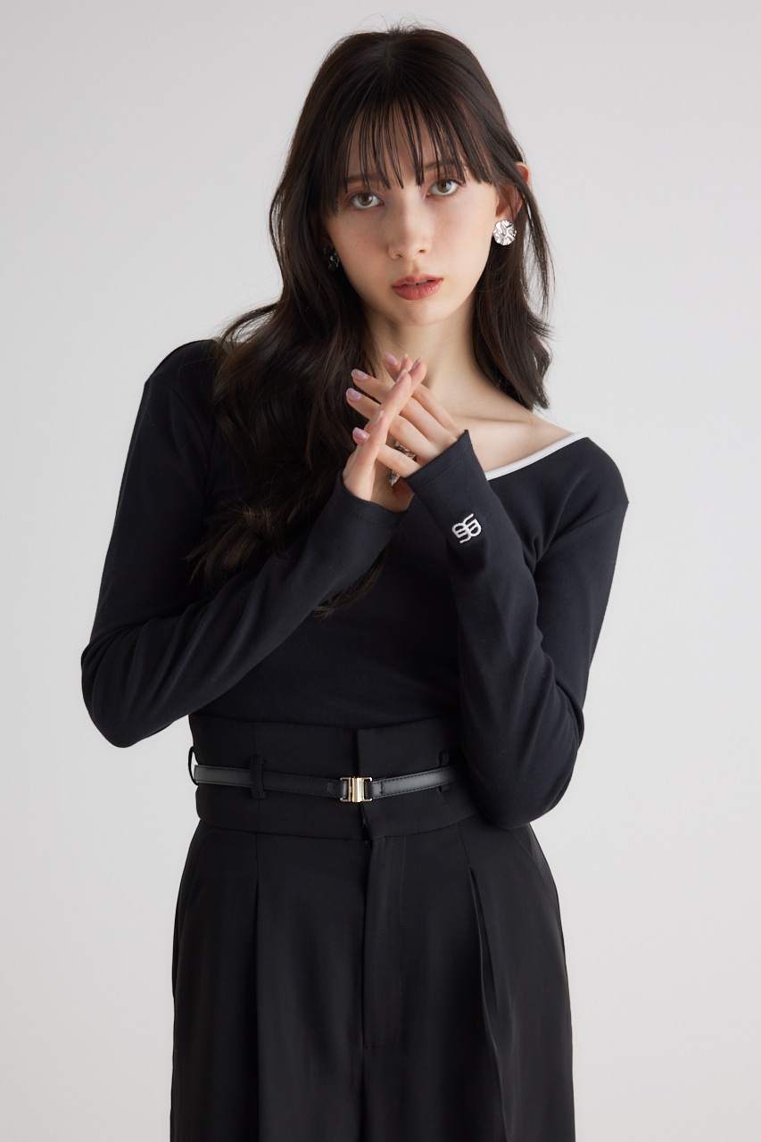 【WEB限定】バイカラーバックリボンロンT BLK FREE