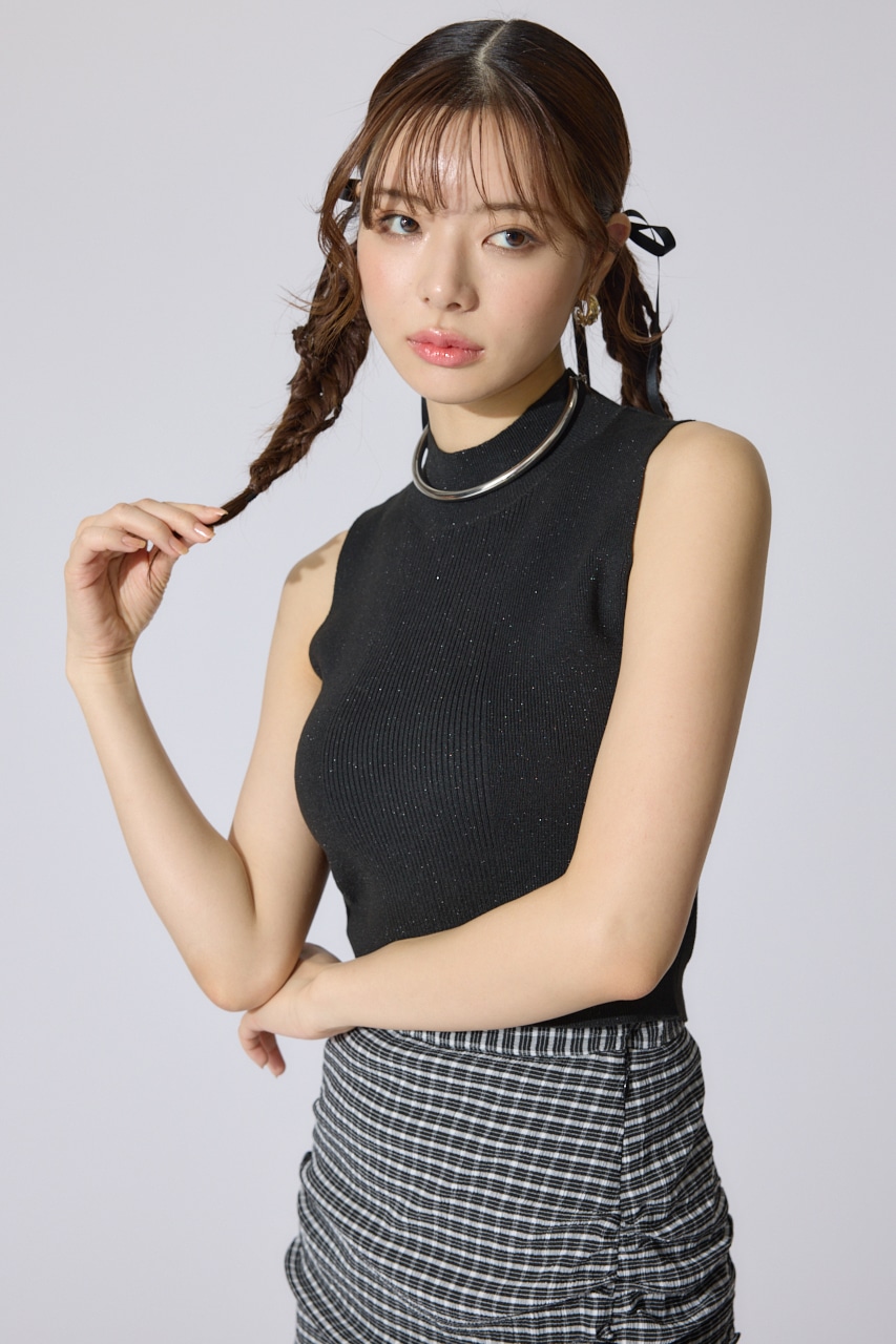 ウォッシャブルリブタンクトップ BLK M