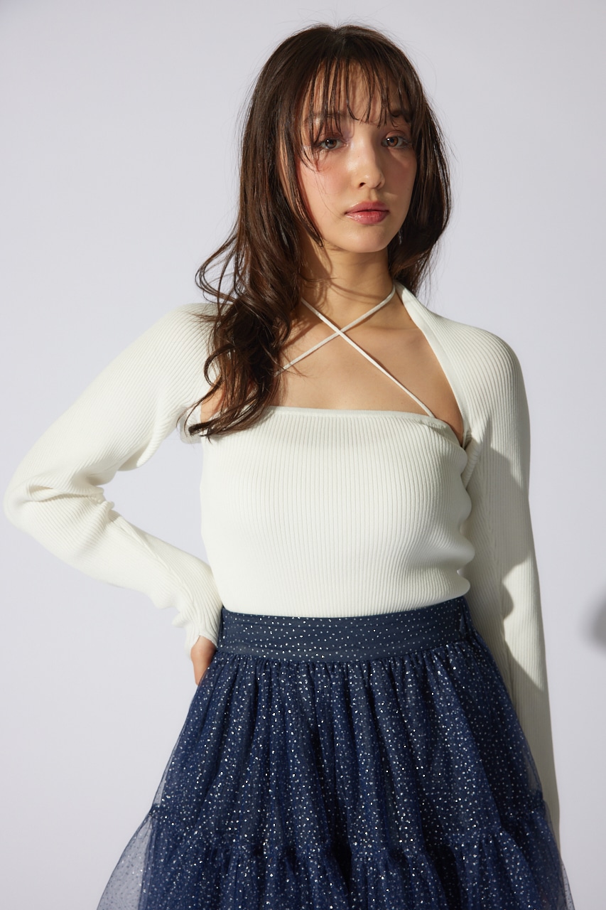 ボレロセットニットトップス WHT FREE
