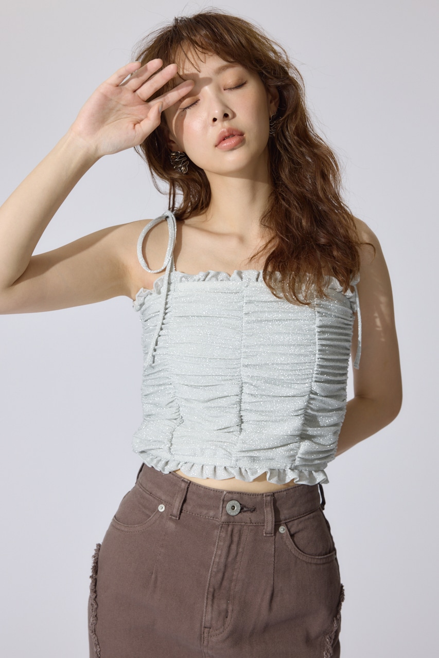 2WAYギャザーキャミトップス WHT FREE
