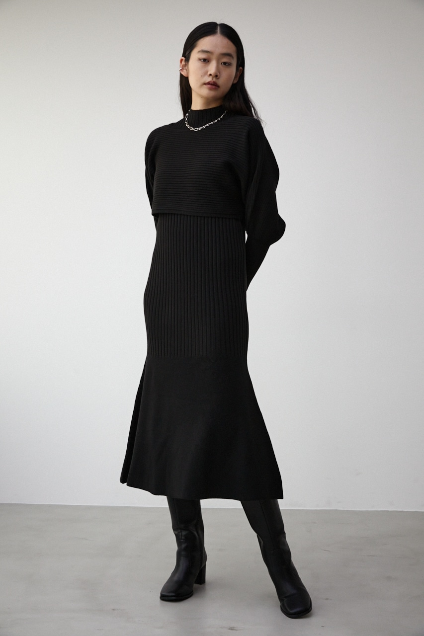 AZUL BY MOUSSY | LAYERED KNIT SET MERMAID OP (ワンピース(ミニ 