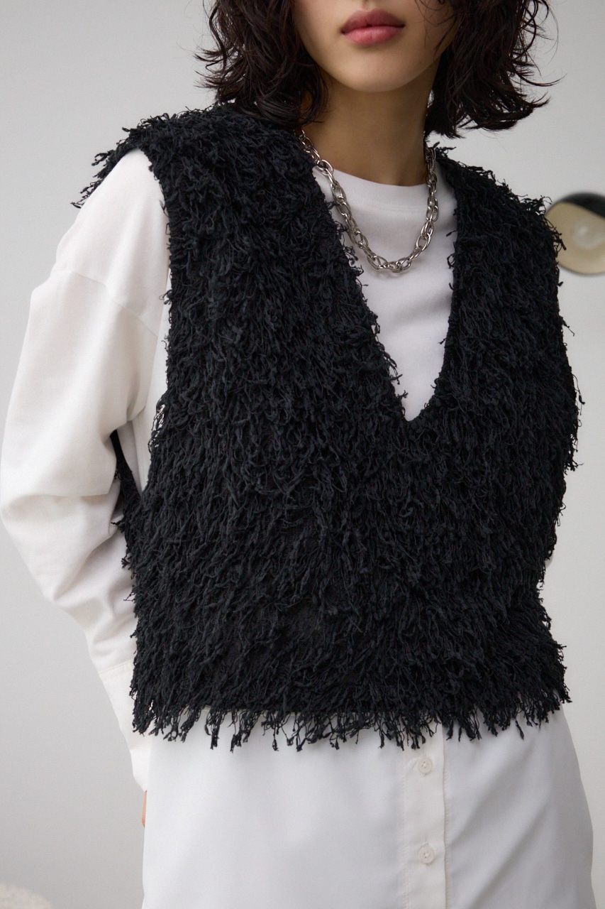 フェザーVネックベスト BLK FREE