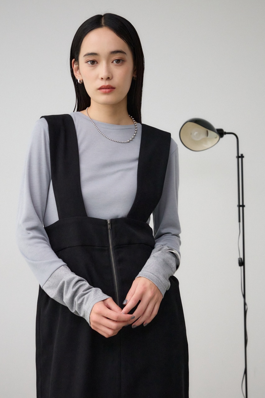 フロントジップジャンパースカート BLK S