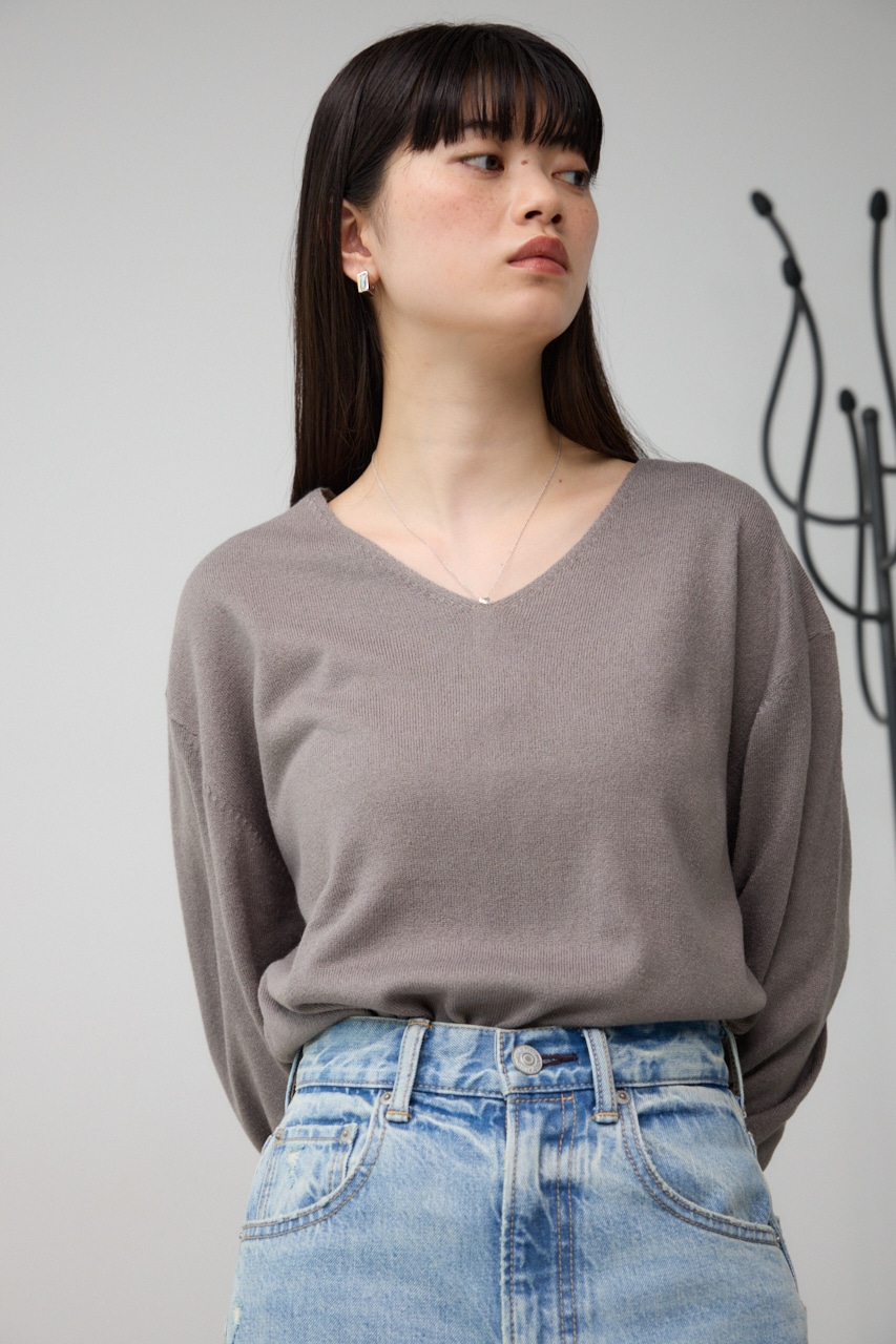 ヌーディー2WAYVネックニットトップス GRY M