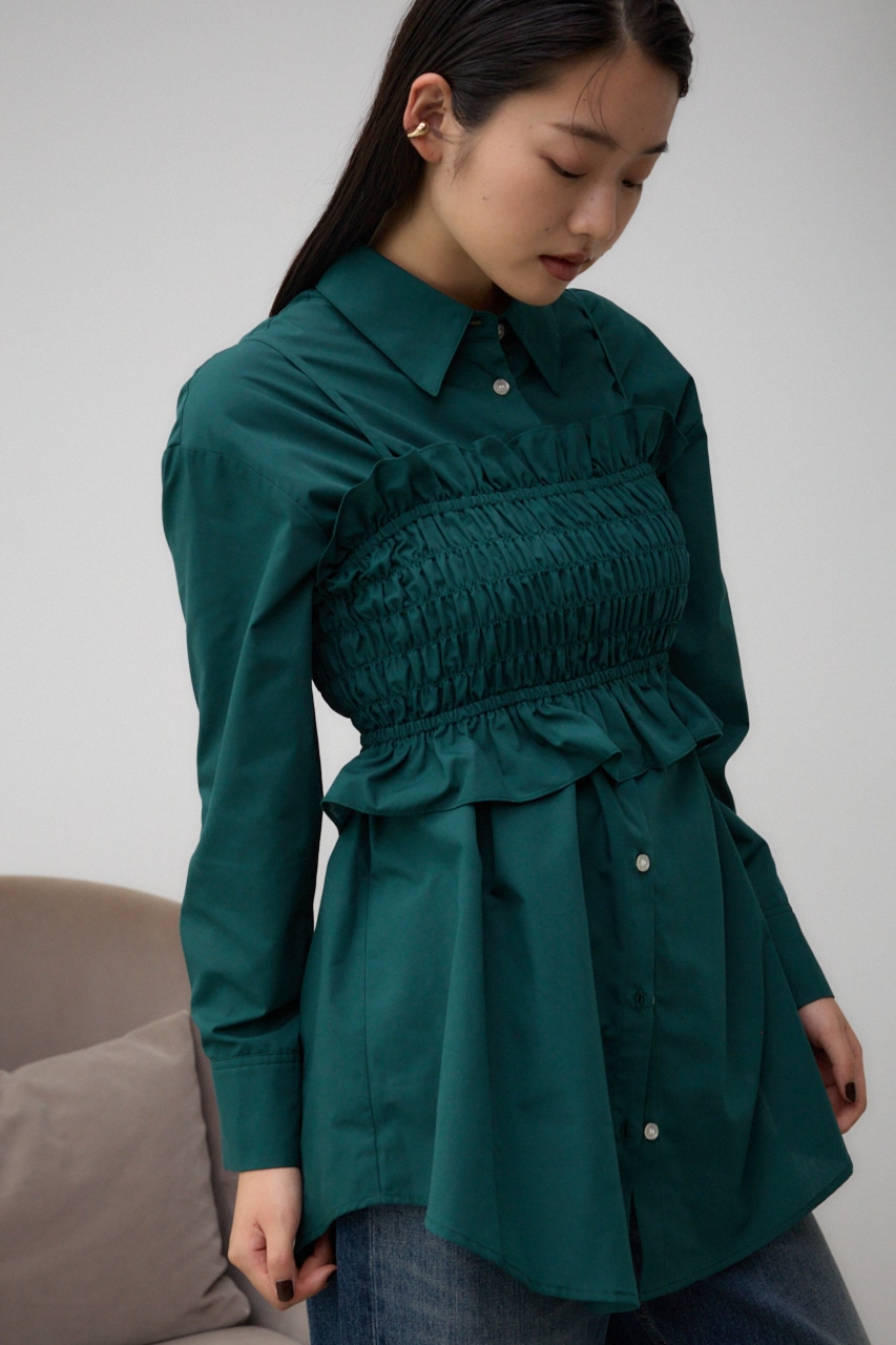 ビスチェ付きオーバーシャツ D/GRN FREE