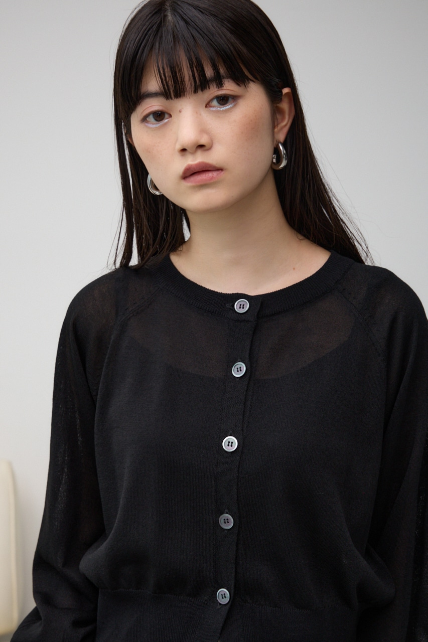 シアーニットカーディガン BLK FREE
