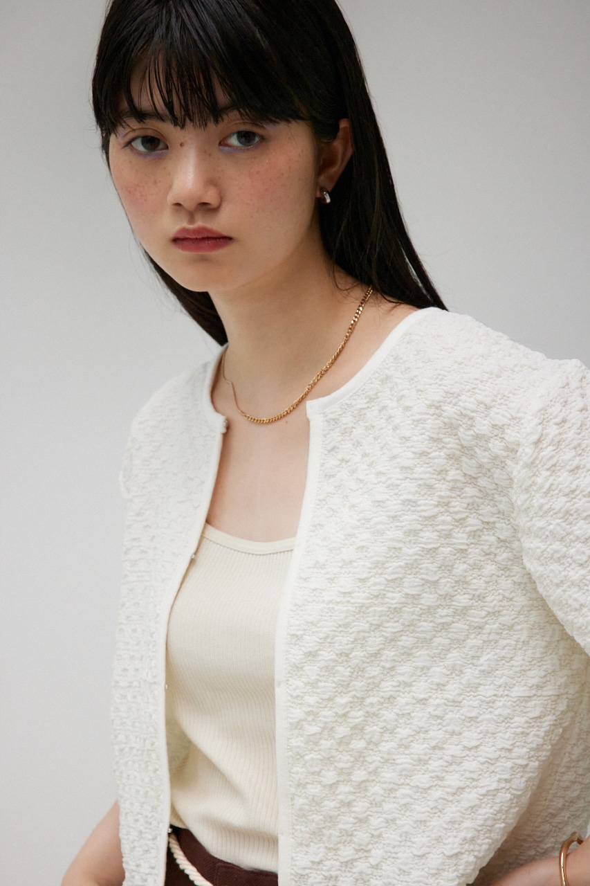 ポップコーンカットカーディガン O/WHT FREE