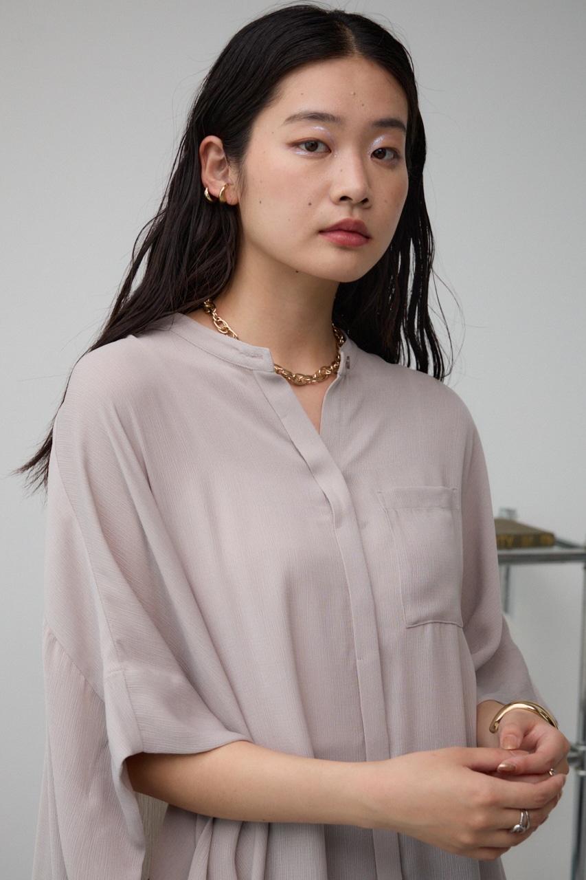 ポンチョ型楊柳シャツ GRY FREE