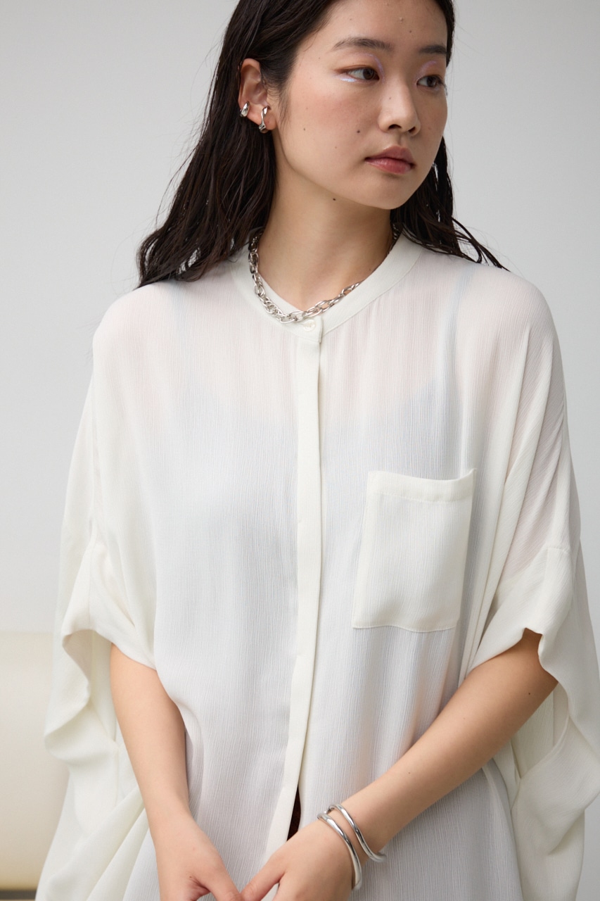 ポンチョ型楊柳シャツ IVOY FREE
