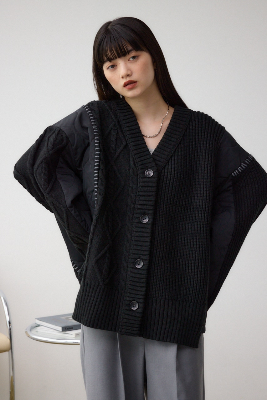 コンビネーションカーディガン BLK FREE