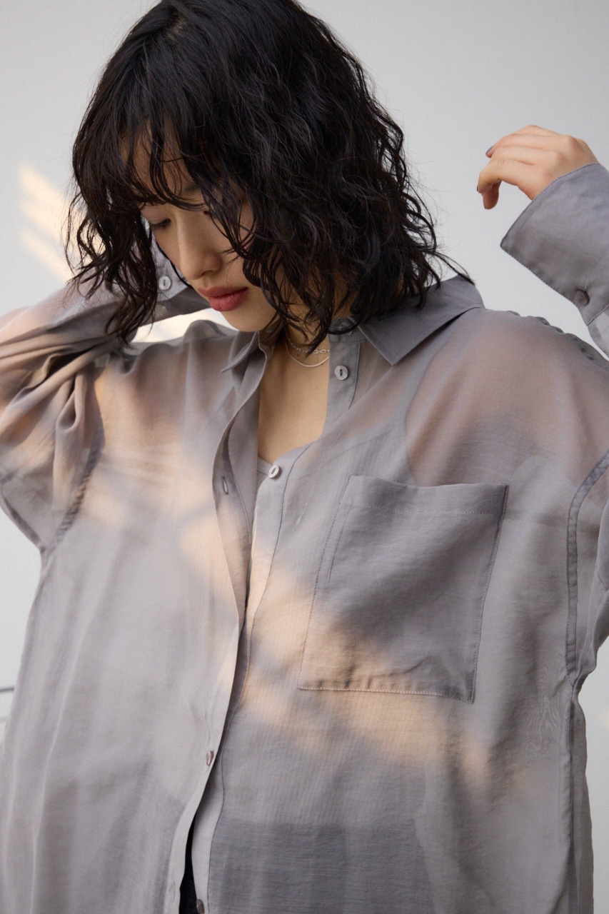 バックスリットシアーオーバーシャツ GRY FREE