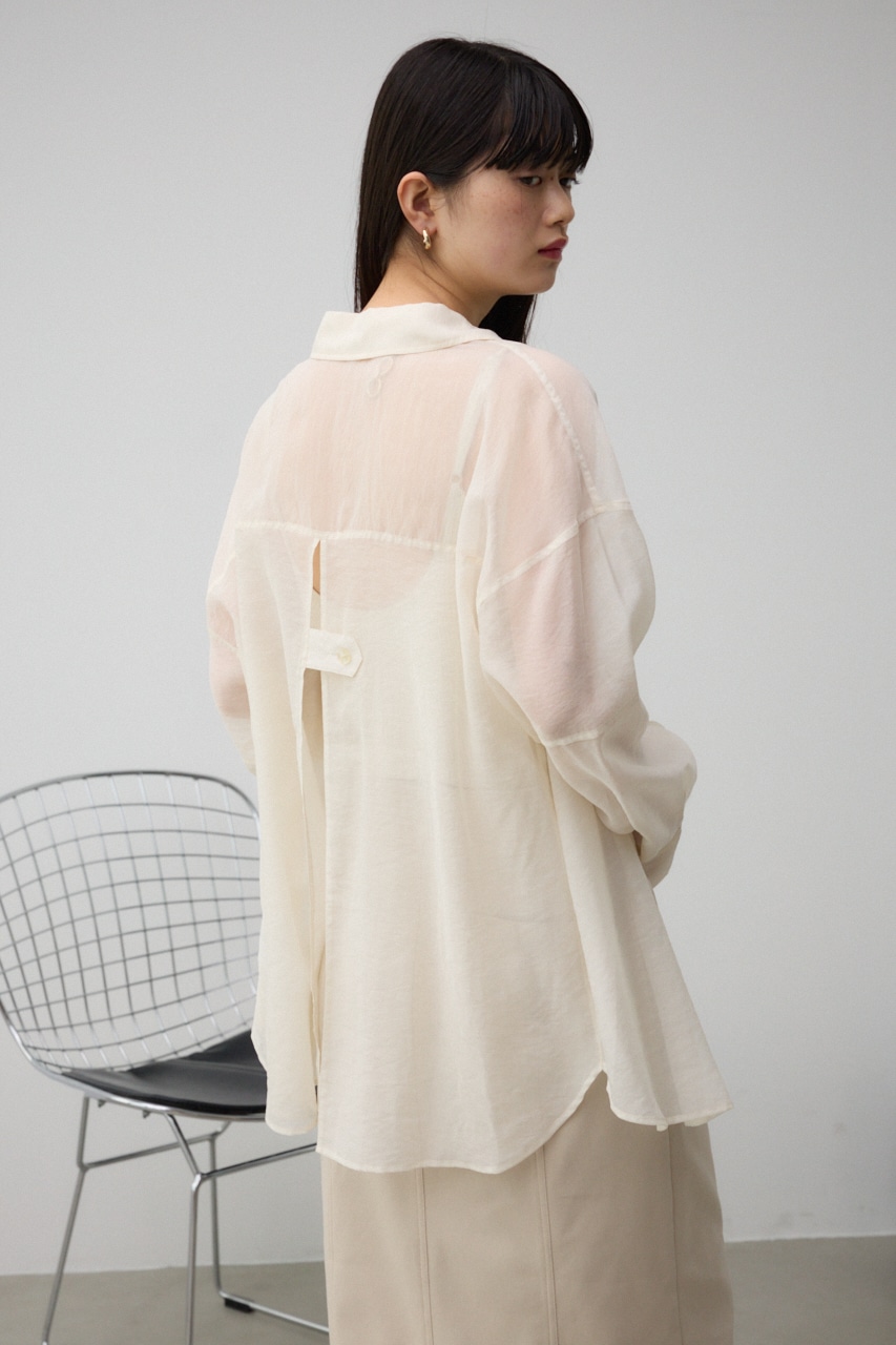 バックスリットシアーオーバーシャツ O/WHT FREE