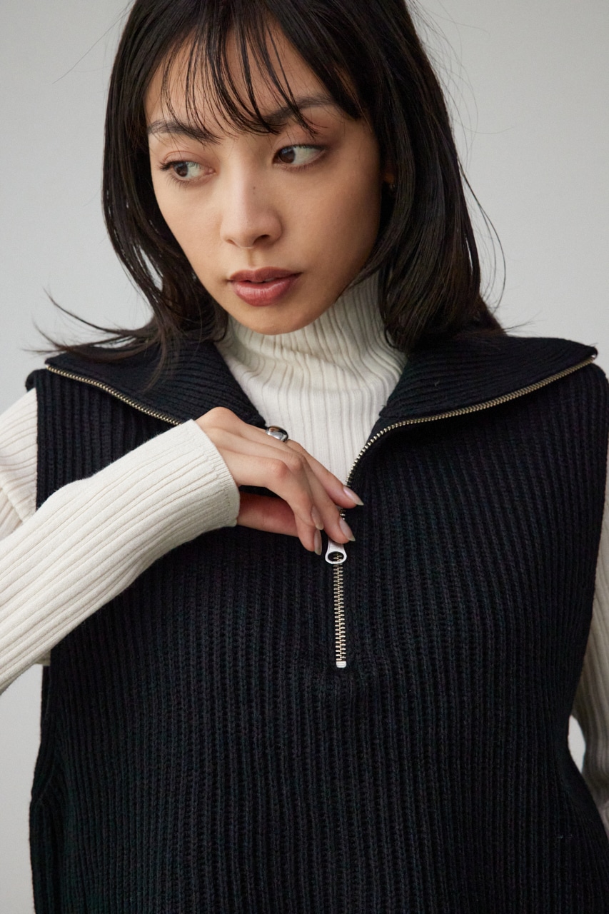 ジップアップニットベスト BLK FREE