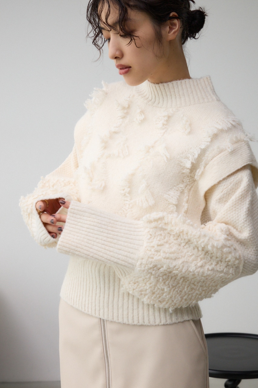 フリンジジャガードニット IVOY FREE