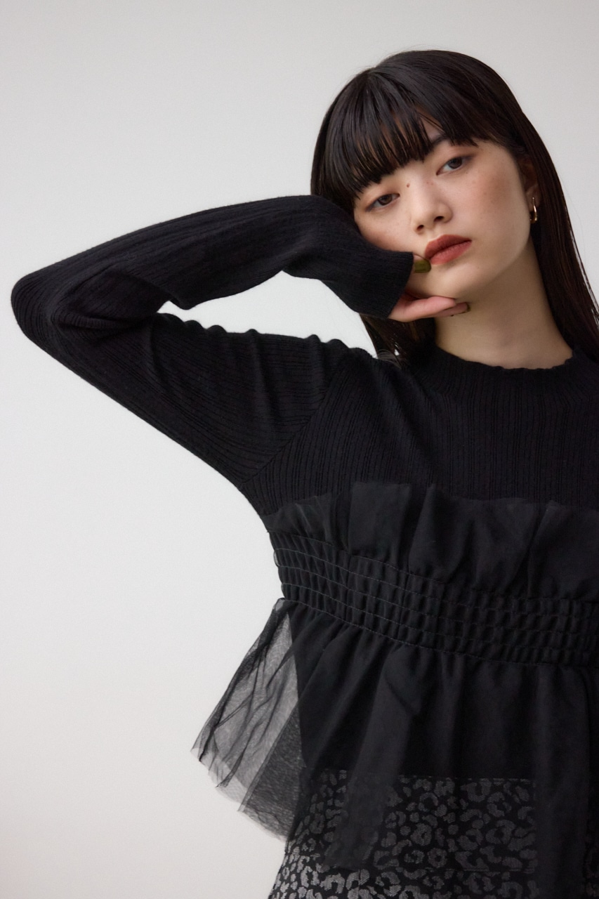 チュールビスチェドッキングニット BLK FREE