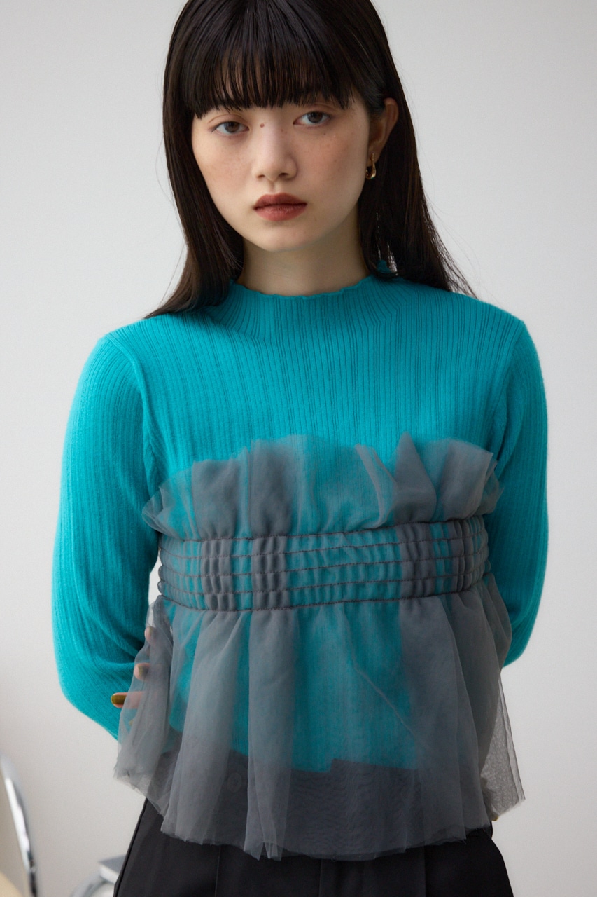 チュールビスチェドッキングニット D/BLU FREE