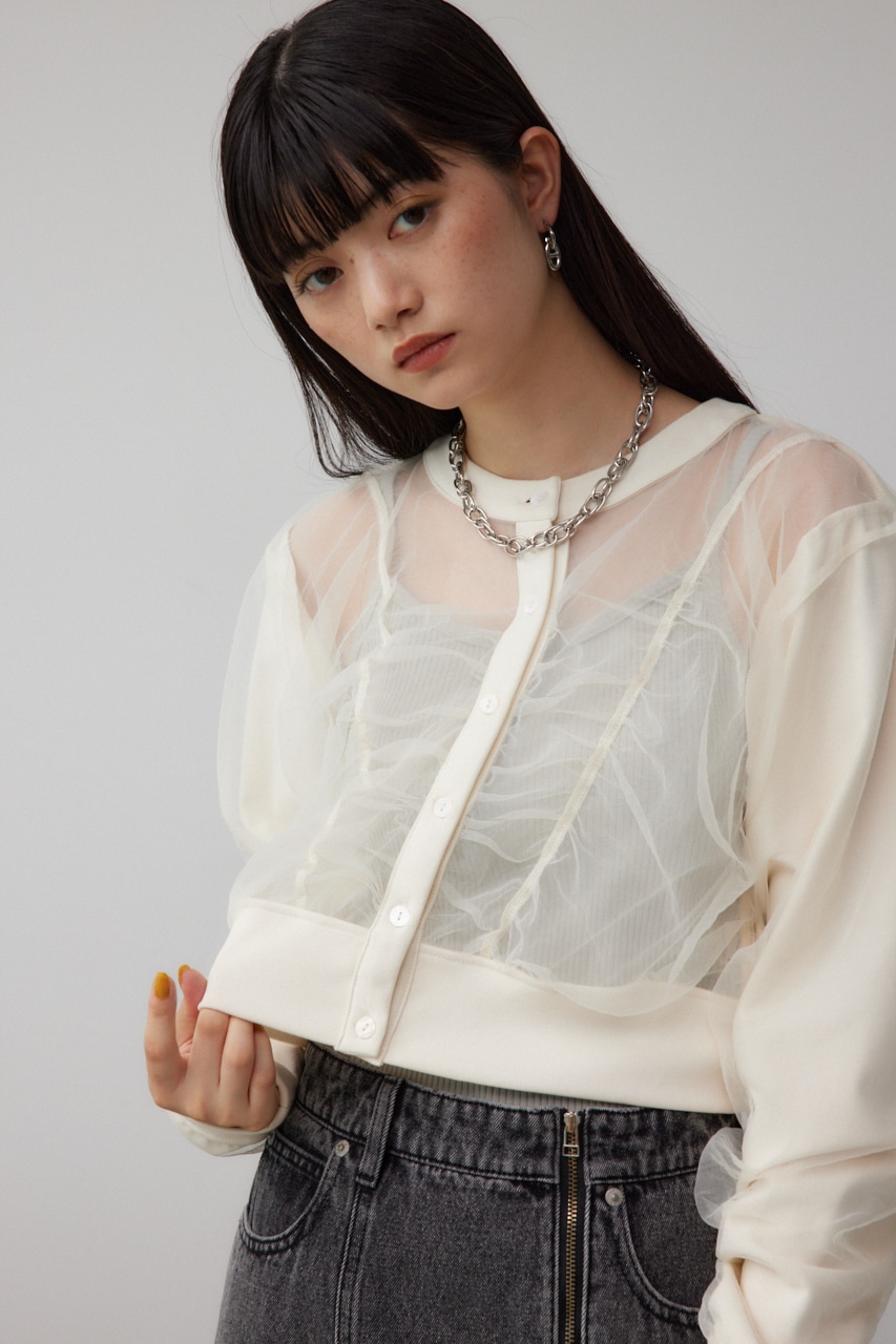 チュールドッキングカーディガン IVOY FREE