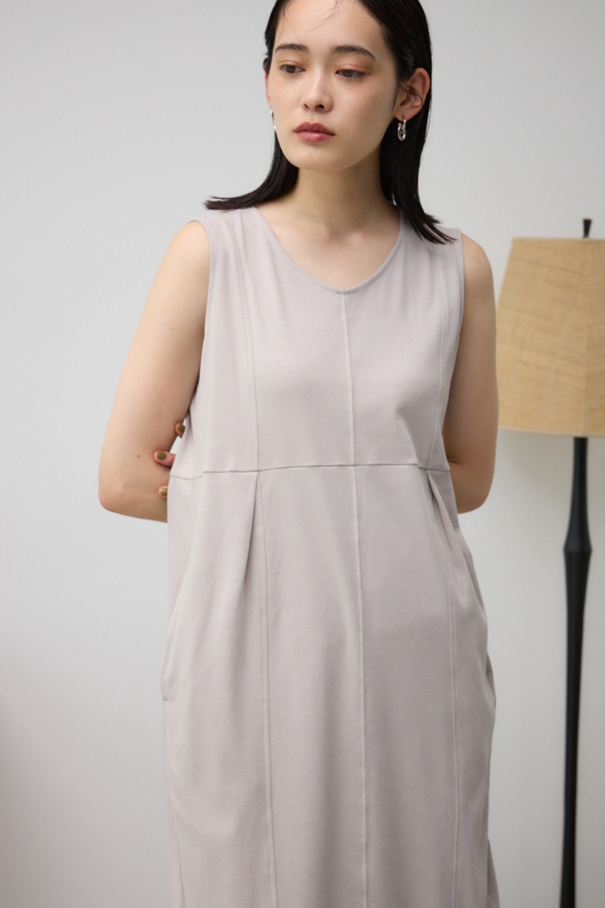 ステッチデザインコクーンカットワンピース GRY S